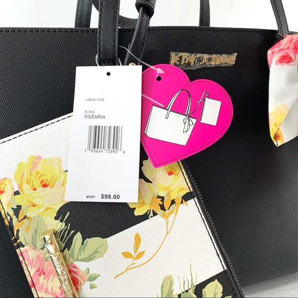 Betsey Johnson Black Tote Bag + Wristlet Set - Picture 8 of 9